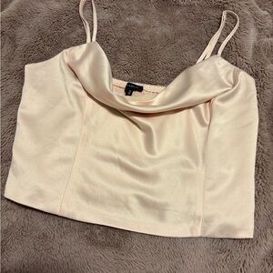 Dynamite Satin Cowl Neck Blush Top